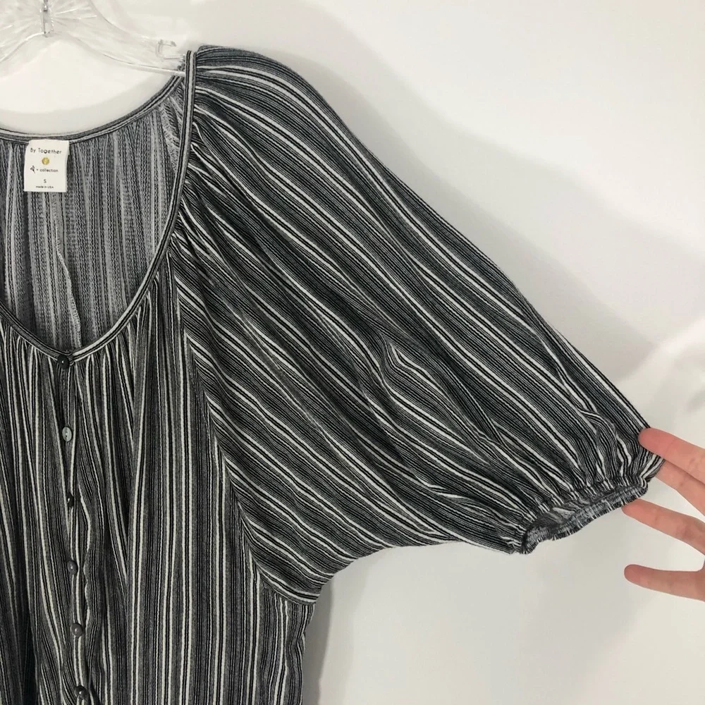 4/$25 By Together Striped Buttondown Dolman Sleeve Top
